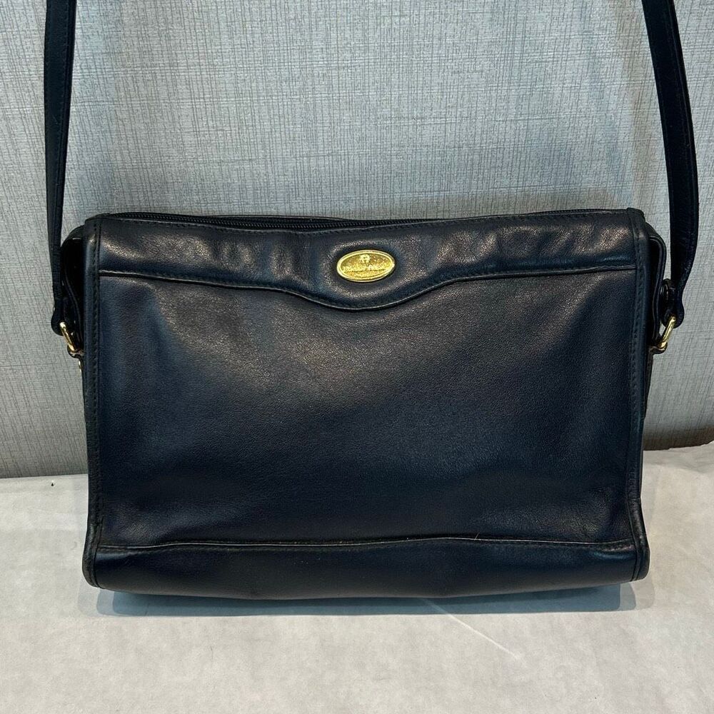 Etienne Aigner Leather Crossbody Purse Shoulder Bag Black Adjustable Strap Class